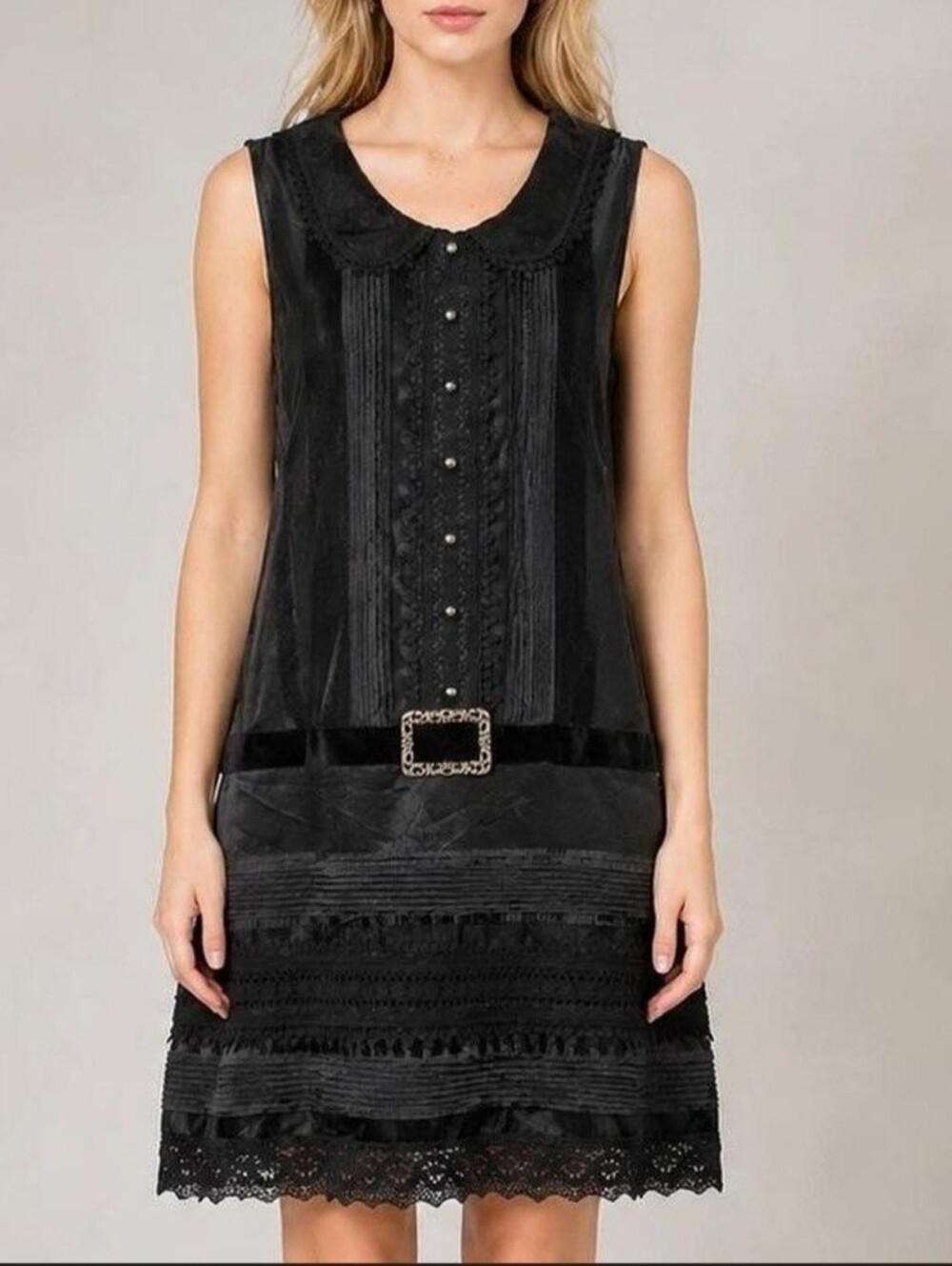 Anna Sui X Target Black Satin Tuxedo Shirt Dress Sz Small Festive Party Formal